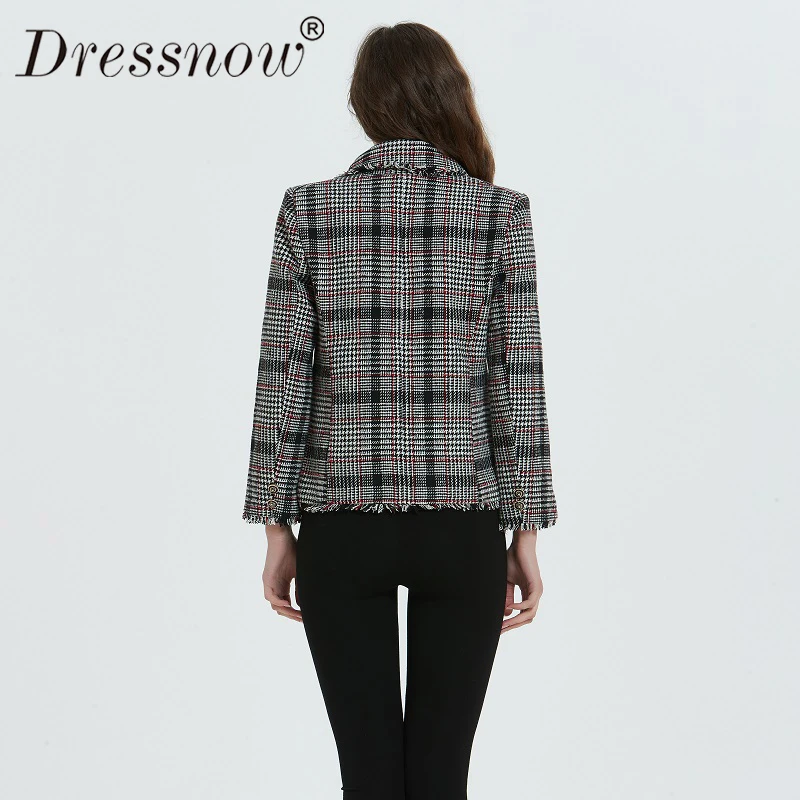 Dressnow высокое качество женские зимние тяжелые твидовые клетчатые куртки пальто