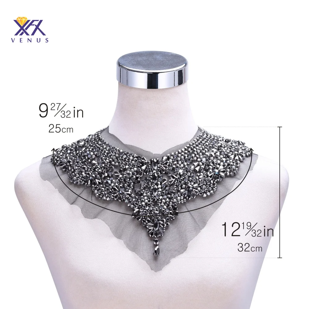 

XFX VENUS 1pc beautiful flowers beaded bodice applique and crystal bodice Lady handmake Wedding Dress Accessories