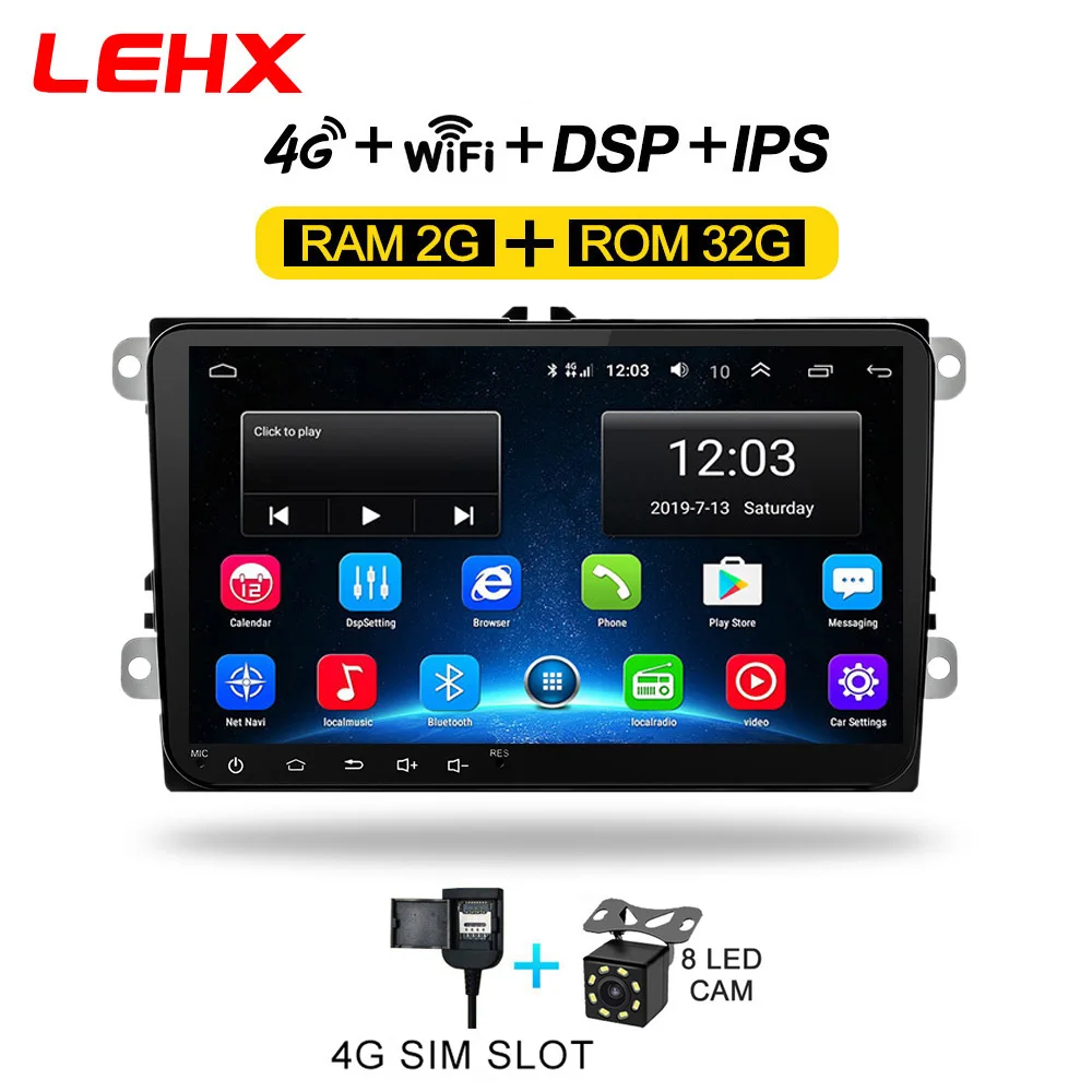 LE-VW-32G-4G-CAM Автомобиль Android 8,1 радио gps мультимедийный плеер для Volkswagen Skoda Octavia golf 5 6 touran passat B6 polo tiguan yeti Быстрый диаметр - Цвет: LE-VW-32G-4G-CAM