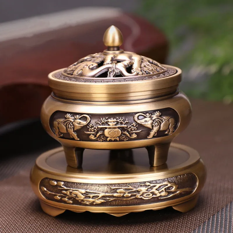 

Pure Copper Three-legged Incense Burner Buddha Home Indoor Sandalwood Incense Burner Agarwood Tibetan Incense Burner Holder