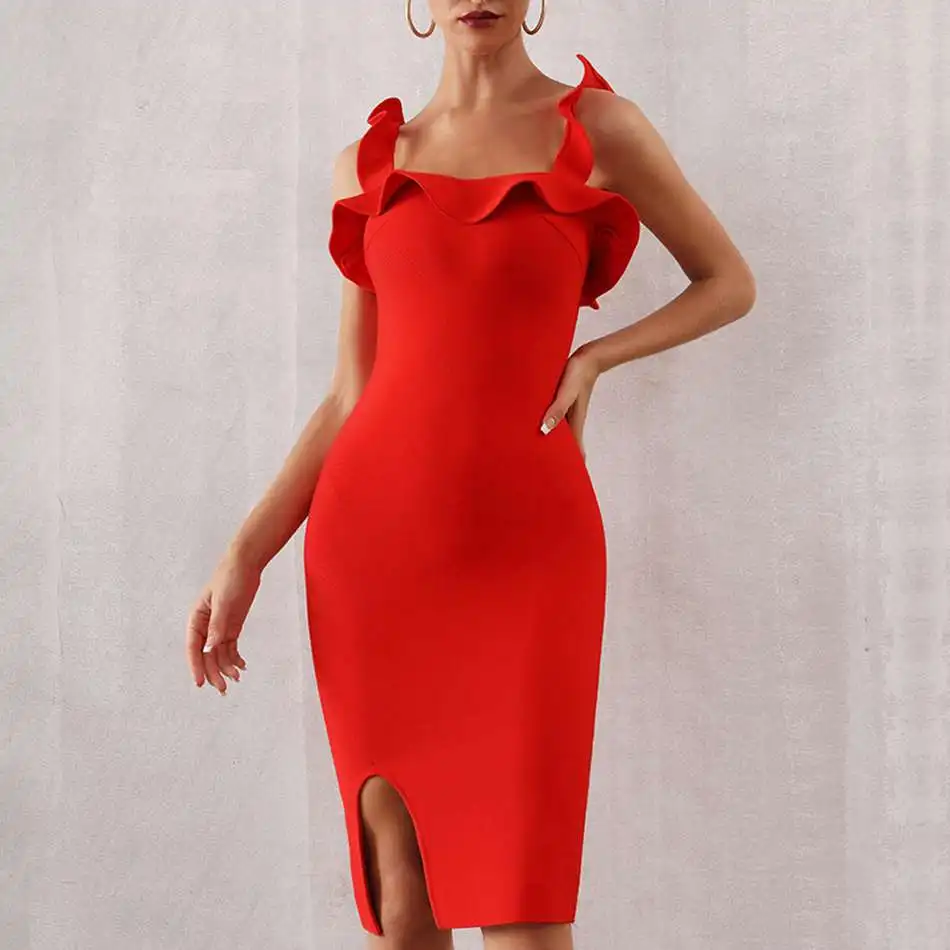 Женское облегающее платье Seamyla красные вечерние платья миди в стиле Звезд для