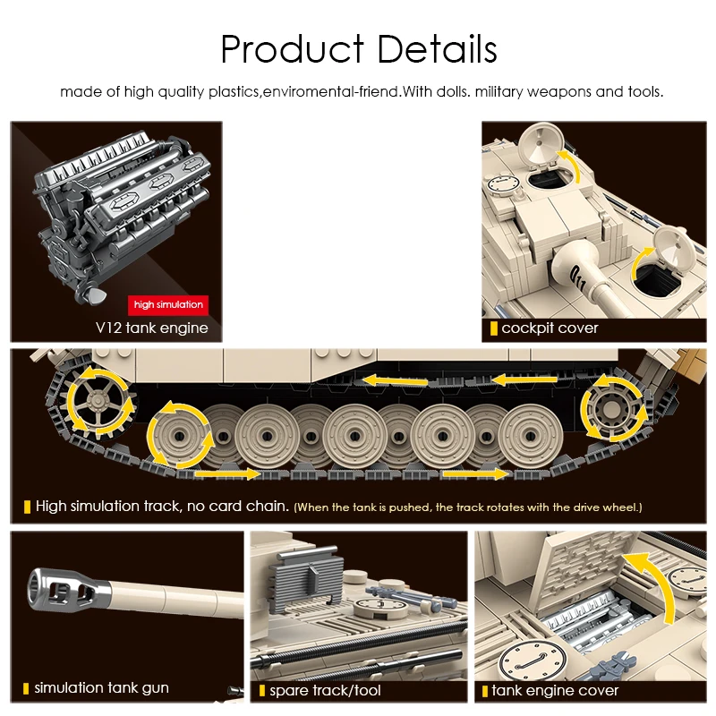 Военная серия 2 мировая война немецкий танк Король тигр строительные блоки армия