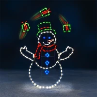 fun animated snowball fight active light string frame decor holiday party christmas outdoor garden snow glowing decorative sign