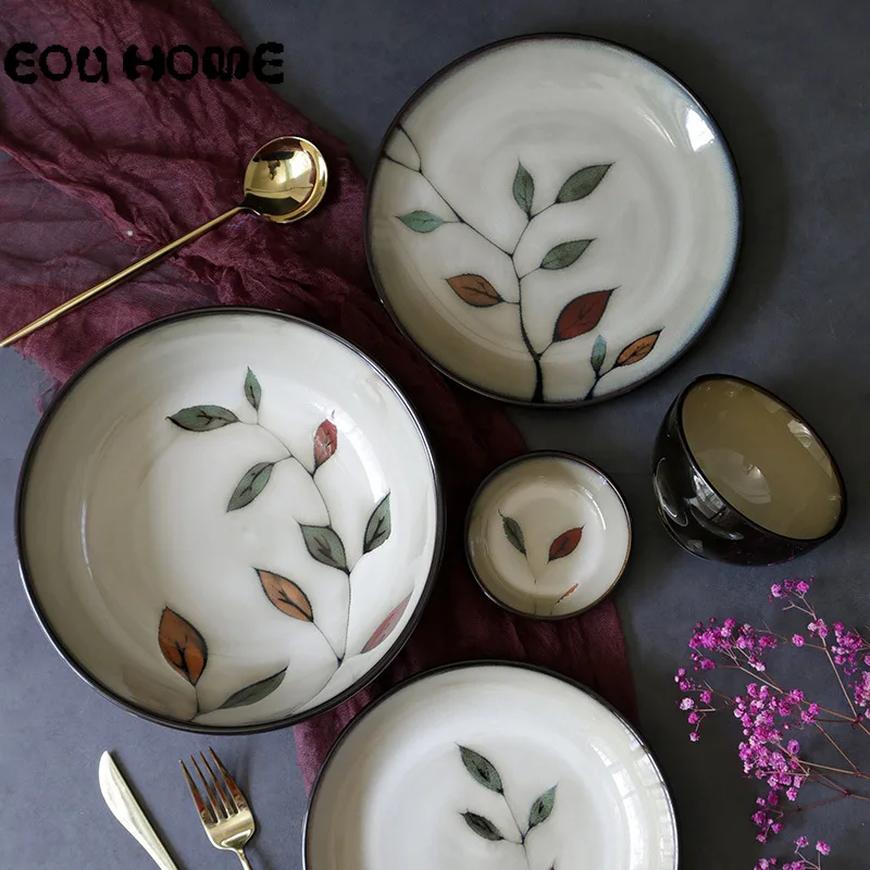 

8inch 9inch Creative Ceramic Dinnerware Sets Fruit Cake Salad Dishes Rice Bowl Tableware Dinner Set Soup Bowl Kitchen Dinnerware