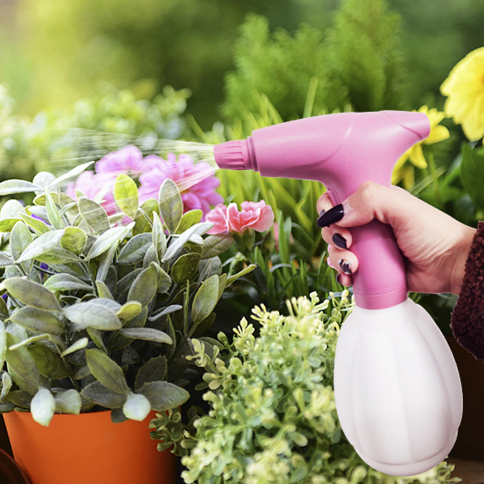 

Automatic Electric Garden Sprayer 1L USB Rechargeable to Stream Spray Bottle for Gardening Household Cleaning (Pink)