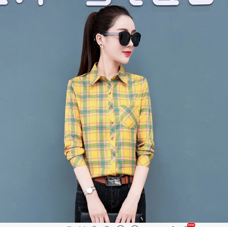 

2020 Autumn New Women Casual Plaid Blouse Shirts Long Sleeve 5XL Plus Size Fashion Office Lady Workwear Shirts Blusas