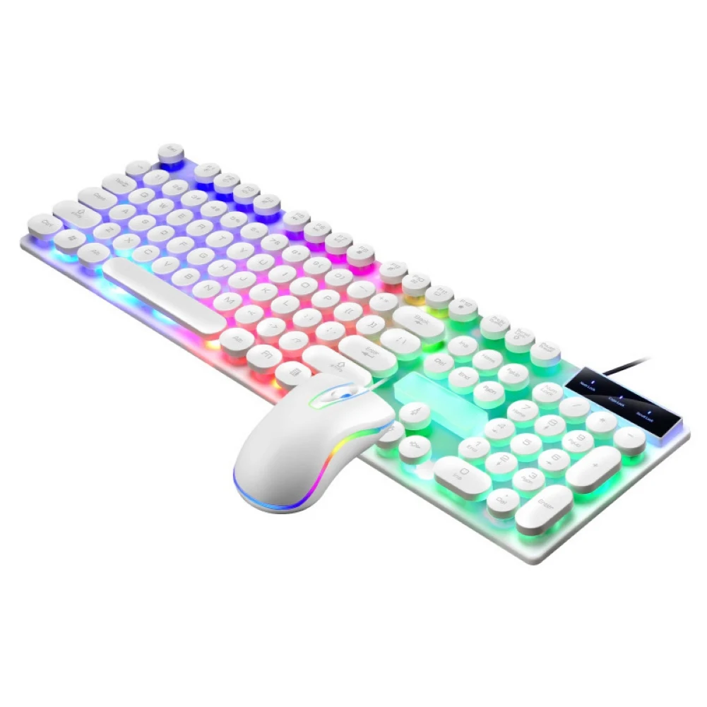 

D290 English USB Interface Colorful LED Backlight Wired 104 Keys Punk Keycap Mechanical Keyboard Mouse Set for PC Laptop