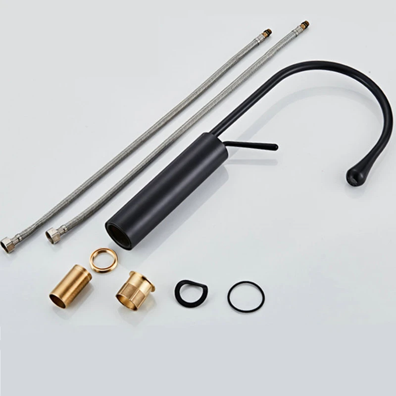 Смесители для раковины LIUYUE латунный Черный кран в форме капли большая изогнутая