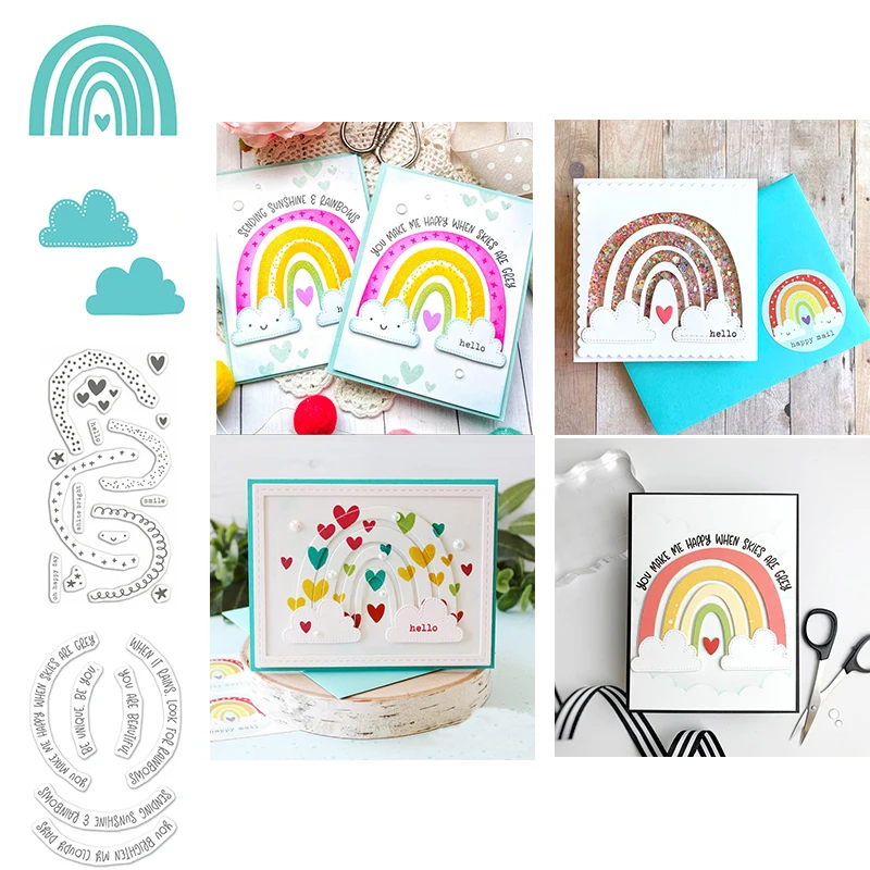 Симпатичные Радужные облака слова Комбинируемые прозрачные штампы разборные