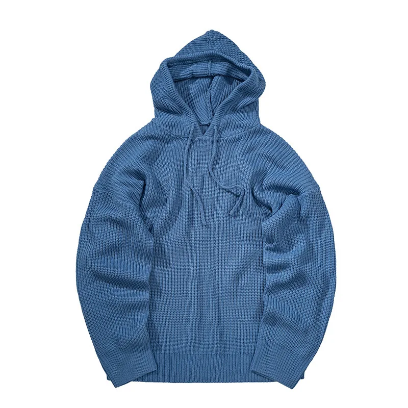 

2020 New Arrival Top Fashion Cotton Wool Autumn Loose Hoodie Hooded Knitting Fleece Solid Casual Brand Clothing Sweater Men