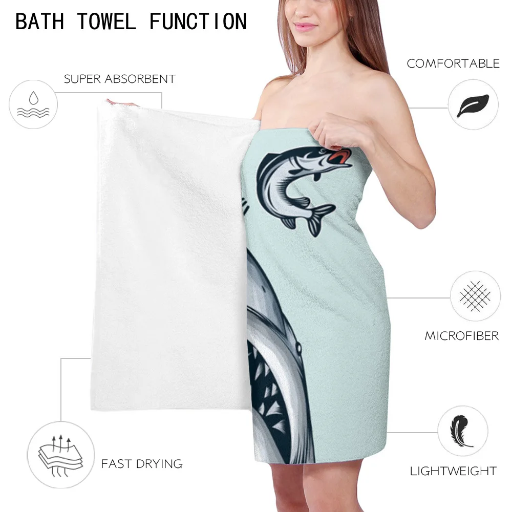 Fun Shark Shallow Water Duck Green Bath Towel Camping Bathroom Accessories Face Microfiber Beach | Дом и сад