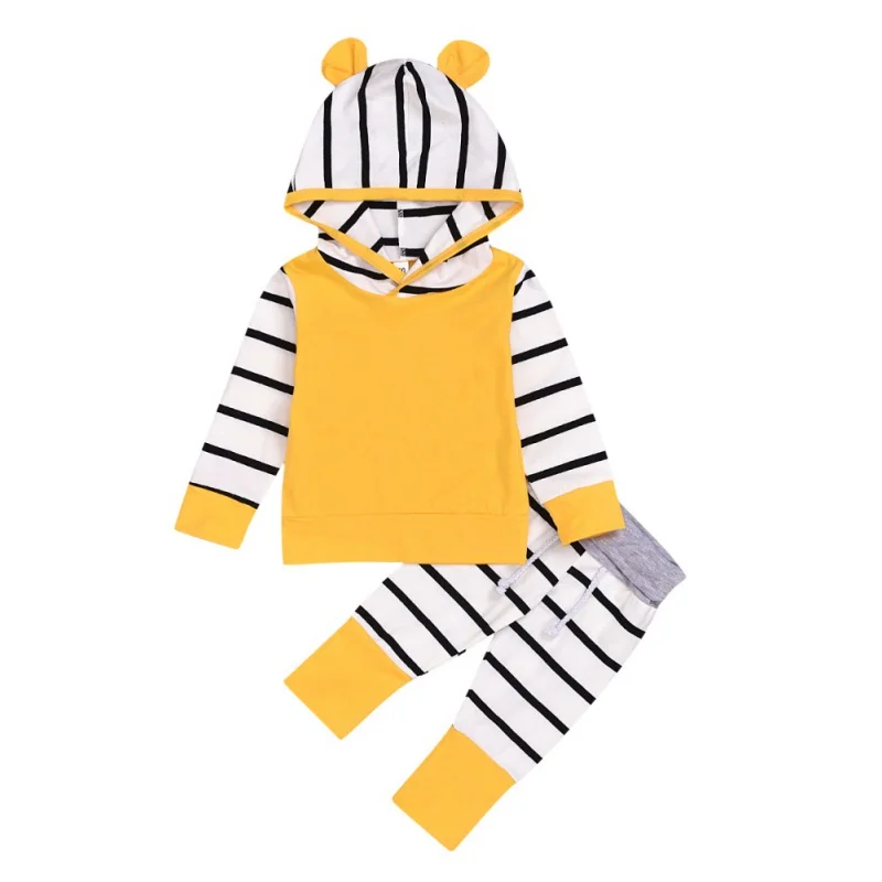 Комплект одежды для маленьких мальчиков Желтая толстовка с капюшоном и длинными