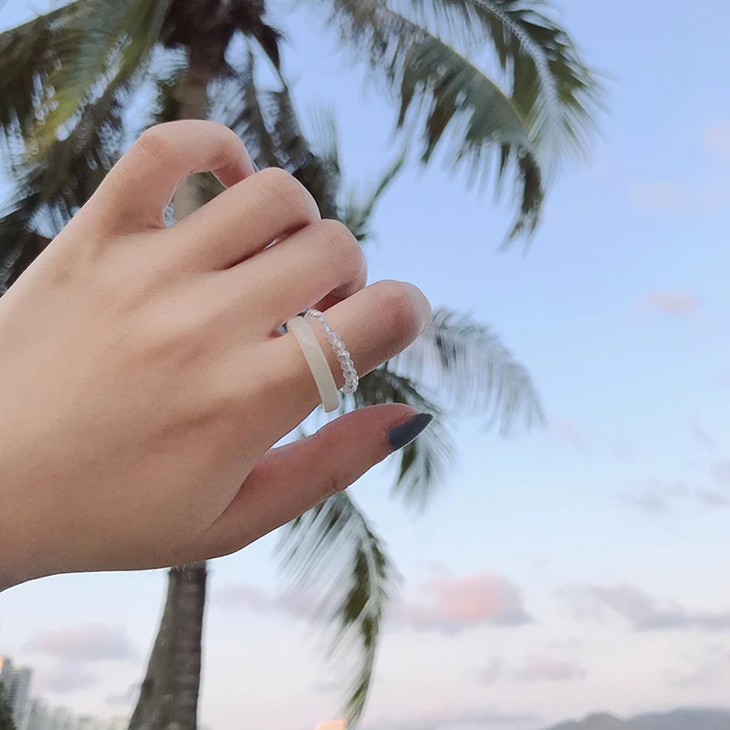 AOMU 2021 Винтажные серьги кольцо комплект весна зима Из Кореи Красочные хрустальные