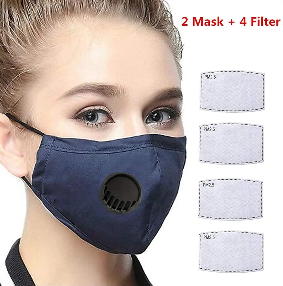 Маски со ртом для лица с дыхательным клапаном фильтр PM2.5 активированным углем