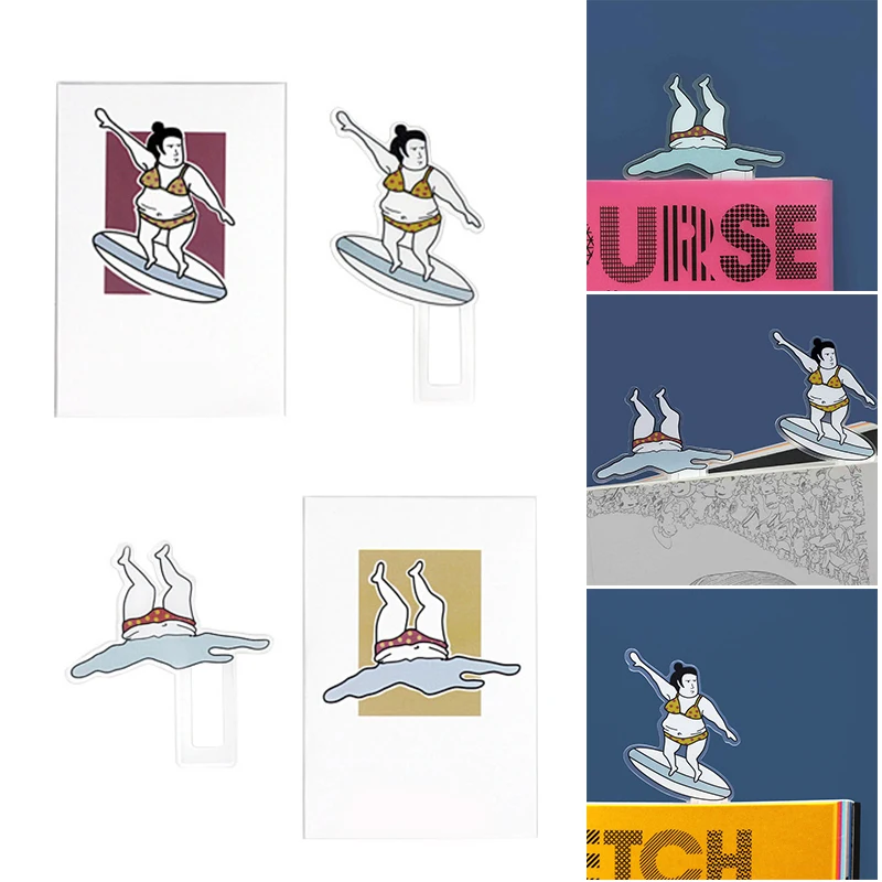 

5pcs Cartoon Surfing Girl Bookmark for More Fun Reading Plastic Page Clip Gift for Kids Student Reading Enthusiasts Bookmark