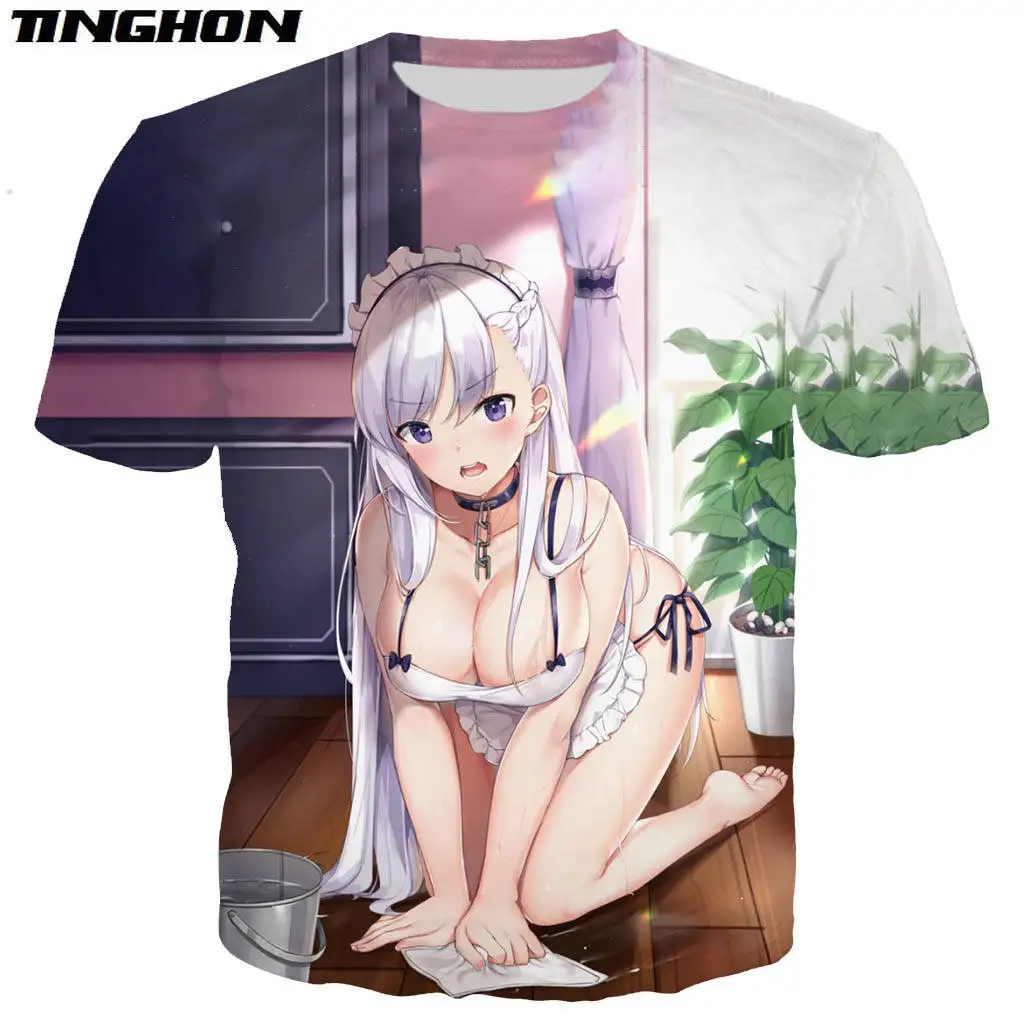 XS 7XL аниме Azur Lane футболка для мужчин/женские 3D с принтом модные футболки девочек