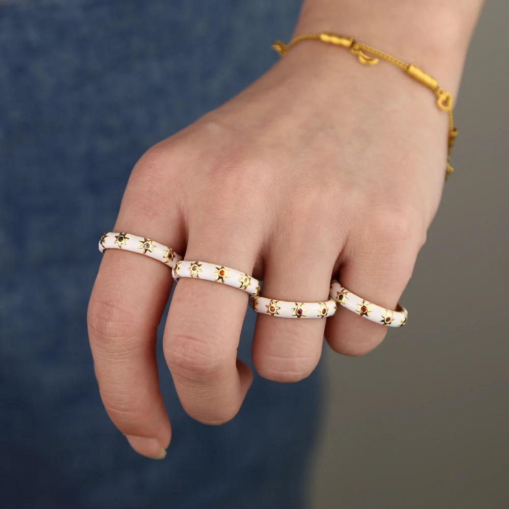 2021 Радуга багет кубический цирконий Cz Золотое обручальное кольцо для женщин США