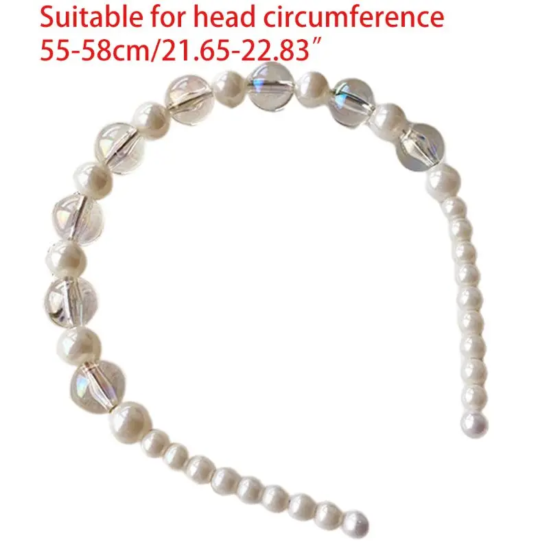

Women Pearl Transparent Beads Acrylic Headband Female Bow Rhinestones Hair Hoop Girls Prom Party Headwear Accessories