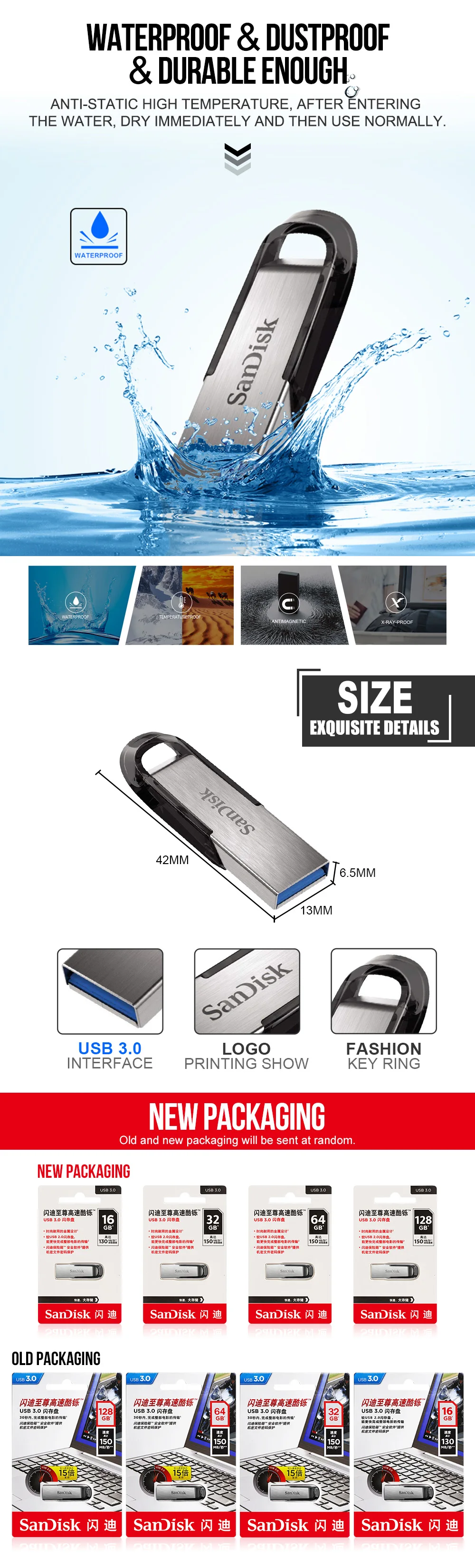 SanDisk CZ73 USB флеш-накопитель 128 Гб 64 ГБ 32 ГБ USB 3,0 Металлический флеш-накопитель 16 Гб карта памяти устройство для хранения U диск