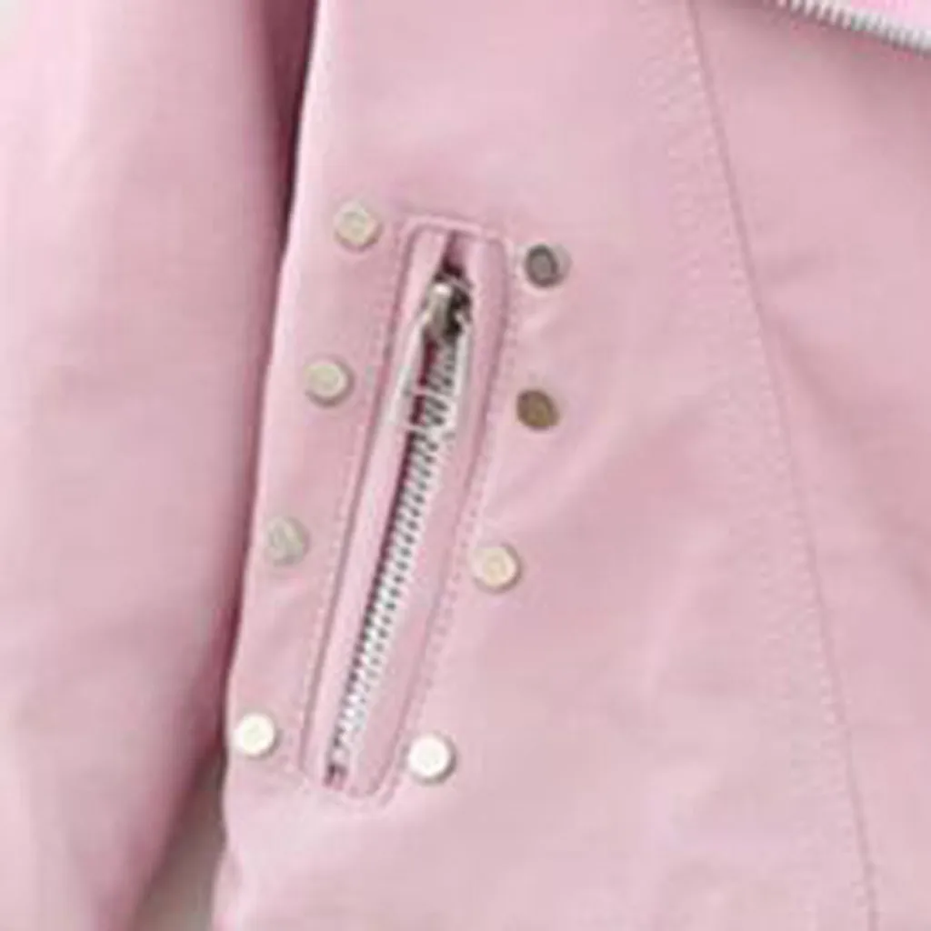 ARLONEET Детская куртка из искусственной кожи с заклепками на молнии для девочек