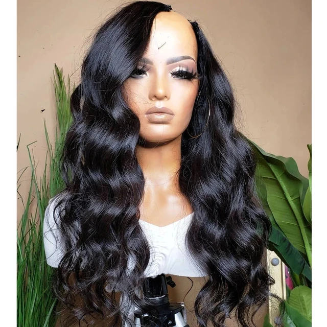 Glueless Body Wave U Part Wig 100% Human Hair Unprocessed Wavy Indian Remy  Left Side V Part Wig 250density Full End None Lace