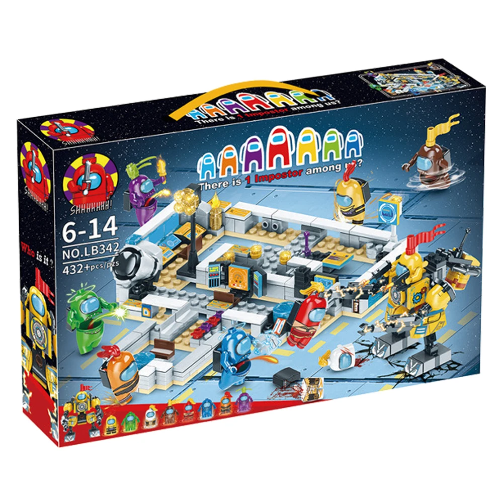 

2021 New 432Pcs Space Amonged Game Scene Capsule Model Building Blocks Bricks Sets Dolls Figures DIY Kids Toys Christmas Gift