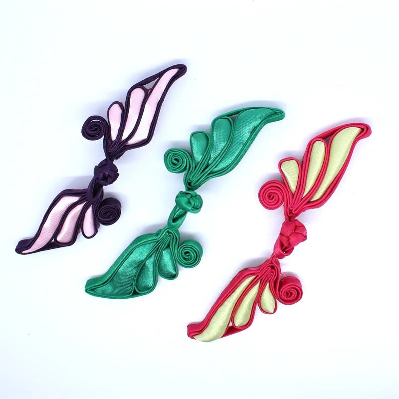 1 пара пуговиц застежек с узлом китайской лягушки в форме листьев ивы ручной