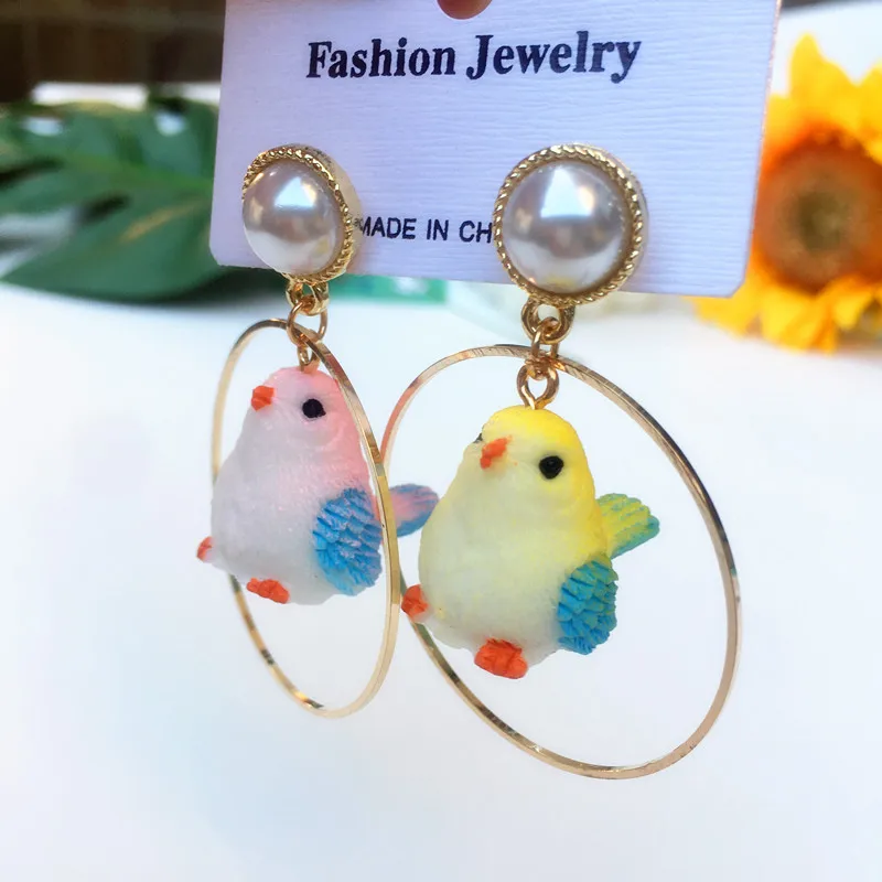 

Christmas animals hoop earrings for woman large Cute cartoon Bird new fashion earrings Pendants girl gift 2021 trend