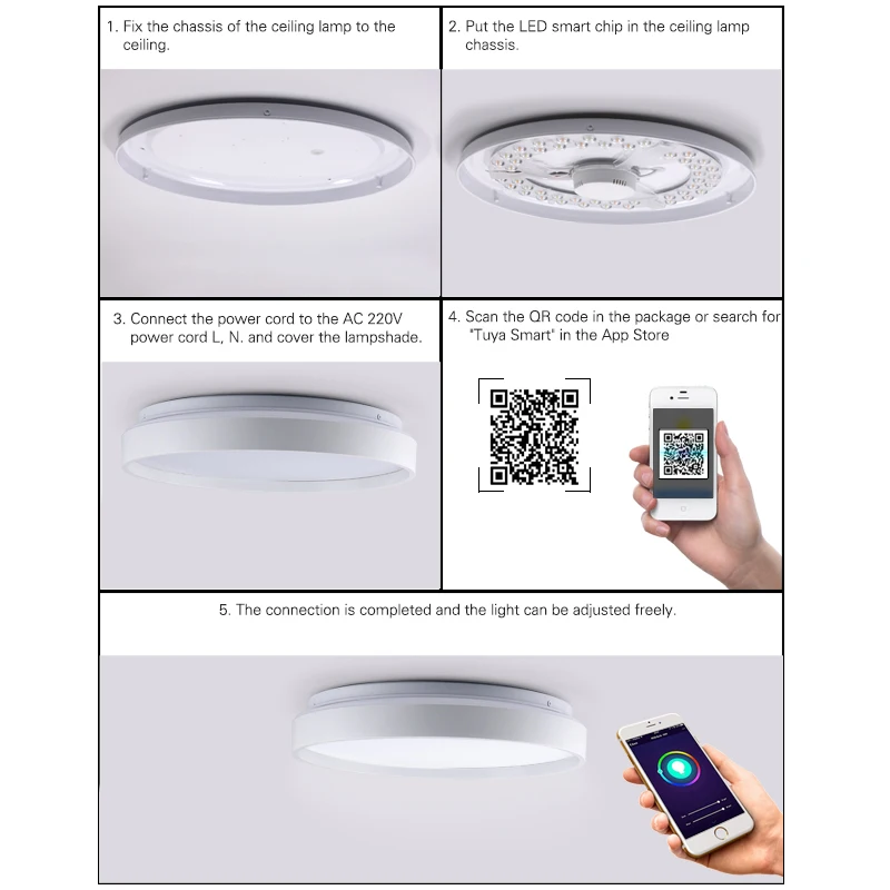 $34.00 WiFi modern RGB LED ceiling light home lighting smart ceiling lamp Bluetooth remote control work with Tuya / Alexa / GoogleHome