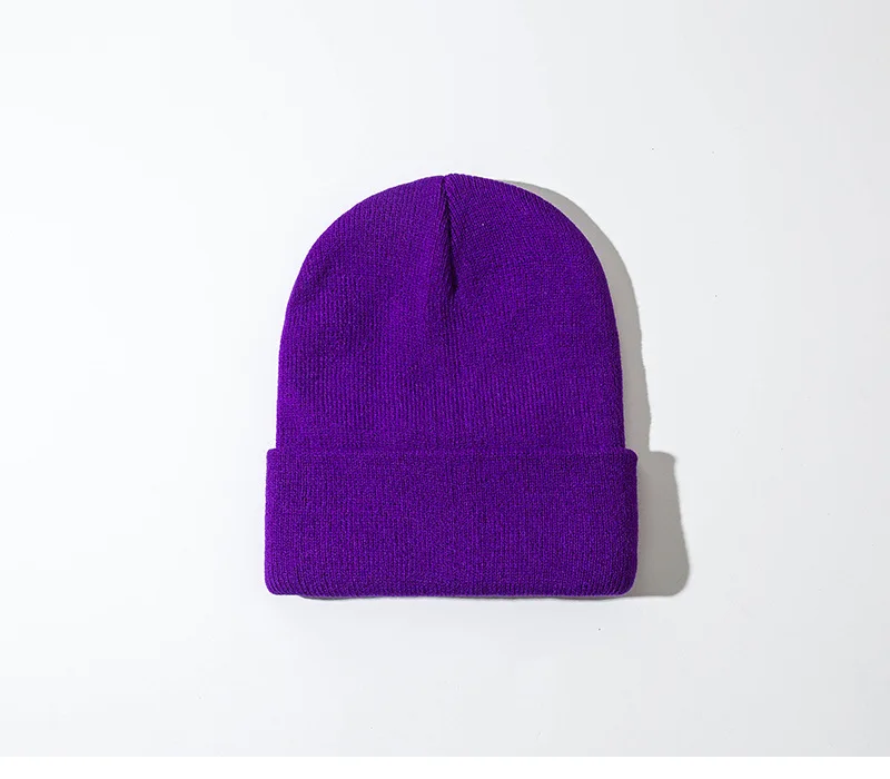 Фиолетовый OEM зимняя шапка вязаная toque с вашим вышивка логотип печать логотип 5 шт для MOQ - Цвет: Фиолетовый