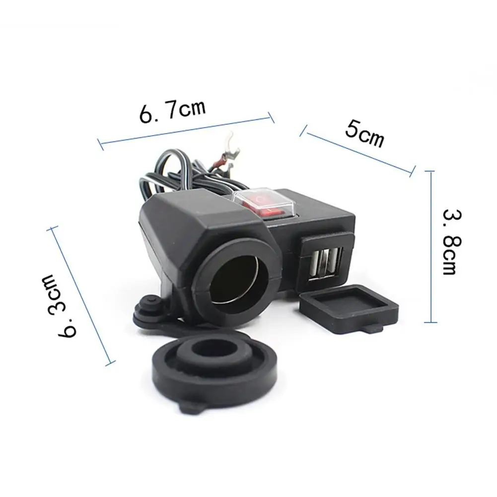 

6.3cm x 6.7cm x 3.8cm Motorcycle Waterproof 2.1A Dual USB Charger Adapter for Smart Phone GPS Tablet Motorcycle accessories