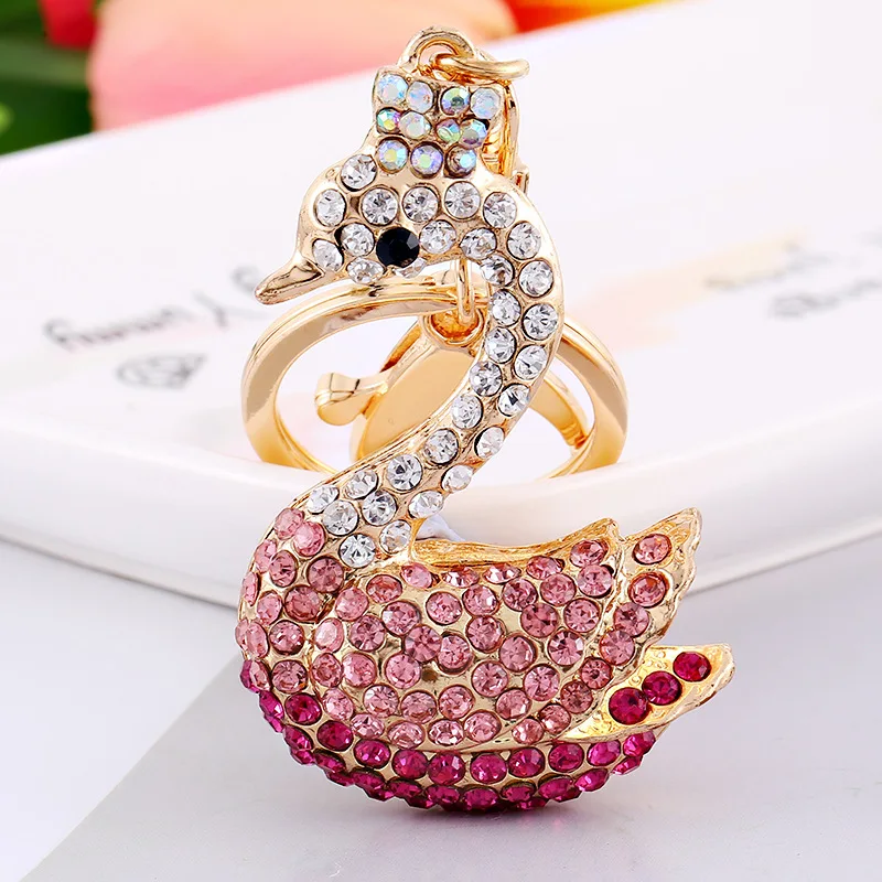 XDPQQ Fashion Jewelry Peacock Keychain Series Car Bag Pendant Rhinestone Swan Alloy Flamingo Key Ring Female | Украшения и