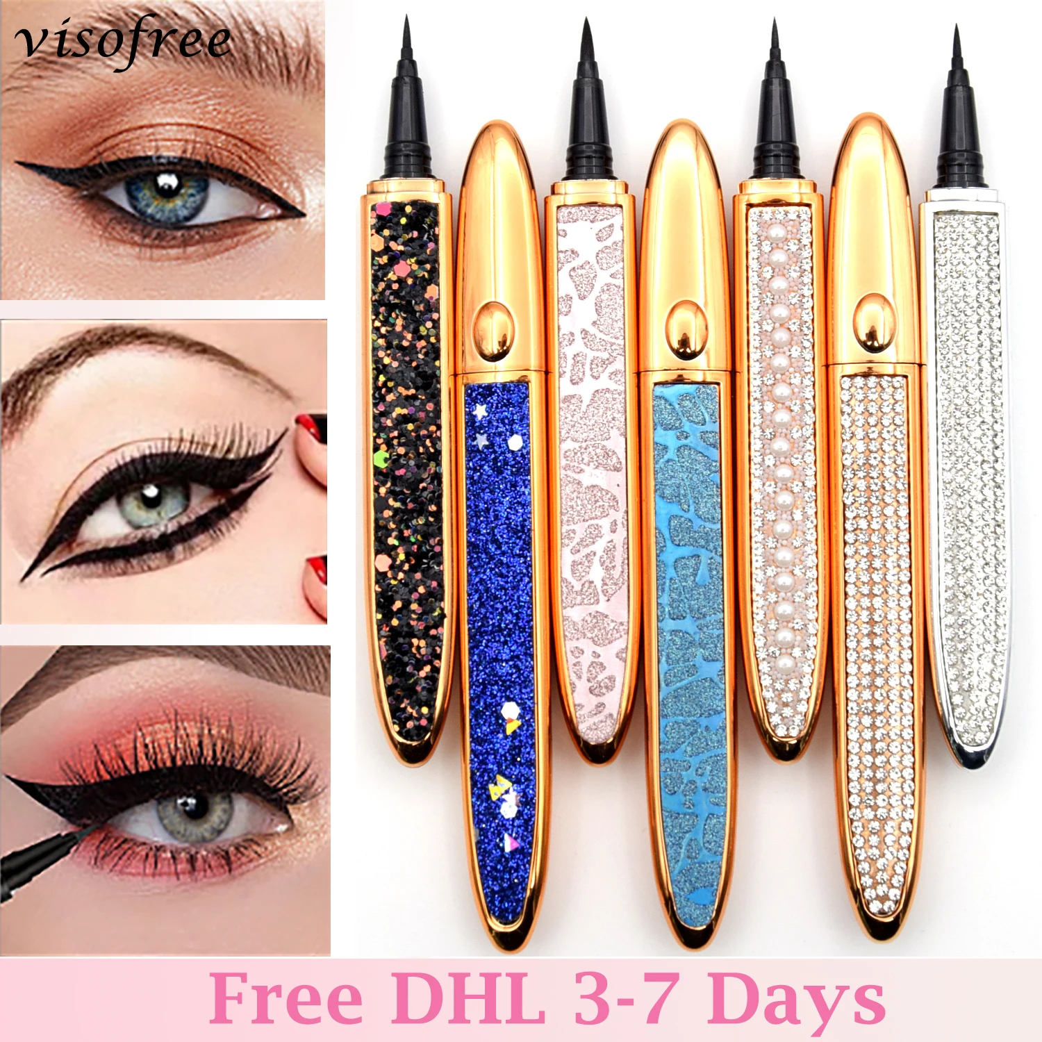 Карандаш-подводка для глаз Visofree Free DHL, самоклеящийся, магнитный, не содержит клея, водостойкий, не цветущий