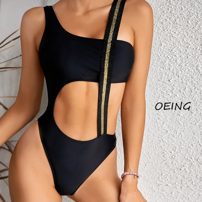 

Black Hollow Out Fashion Sexy Jump Suits for Women Swimsuit Women 2021 Bathing Suit Women