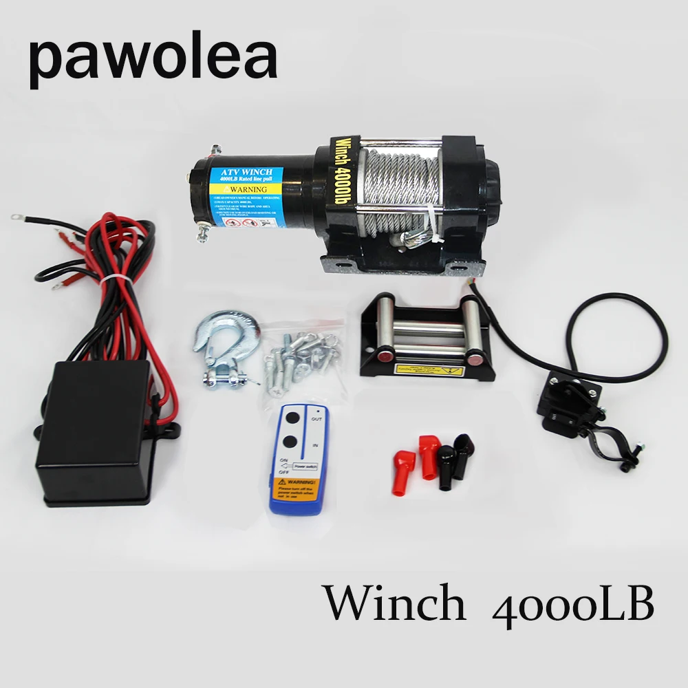 Цена Электрическая лебедка 2000lbs3000lbs4000lbs4500lbs лебедка автомобильная 12v для пляжного мотоцикла самоспасение 4x4 модифицированный трос Кевлар  лебед...