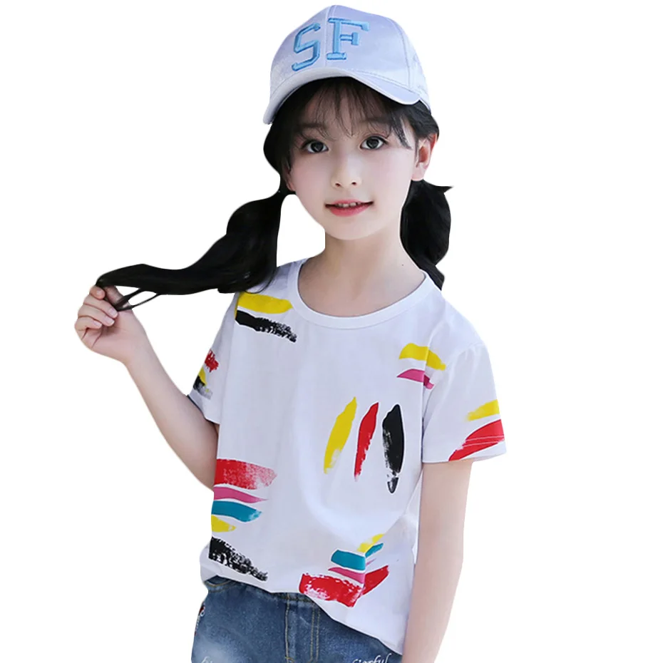 Футболка детская хлопковая с круглым вырезом на Возраст 3 12 лет|Тройники| |