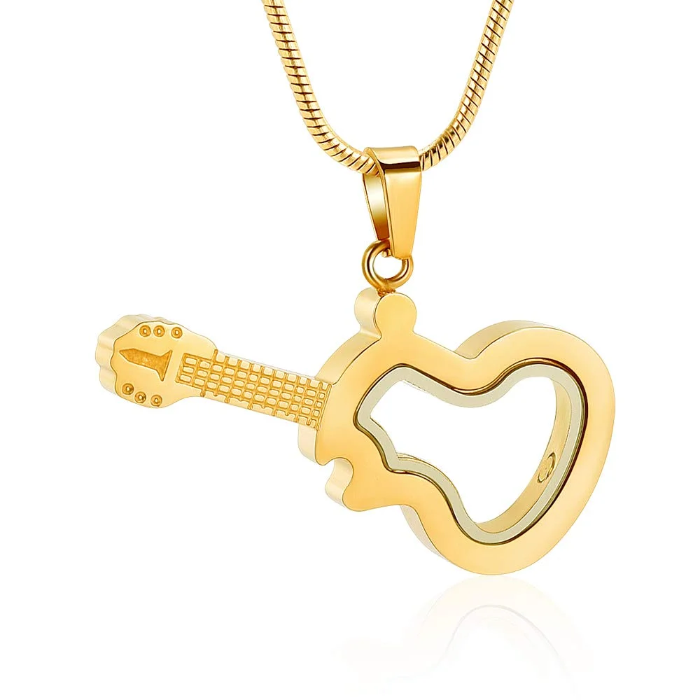 

Glass Guitar Cremation Jewelry Urn Necklace Memorial Lockets for Ashes Stainless Steel Ashes Pendants Keepsake Jewelry