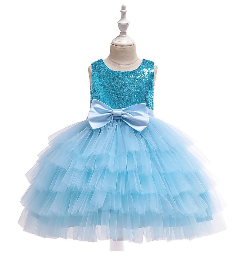Light blue Костюм принцессы с цветочным рисунком; вечерние платья для девочек; детская одежда; летняя одежда для девочек; детская юбка-пачка - Цвет: Light blue