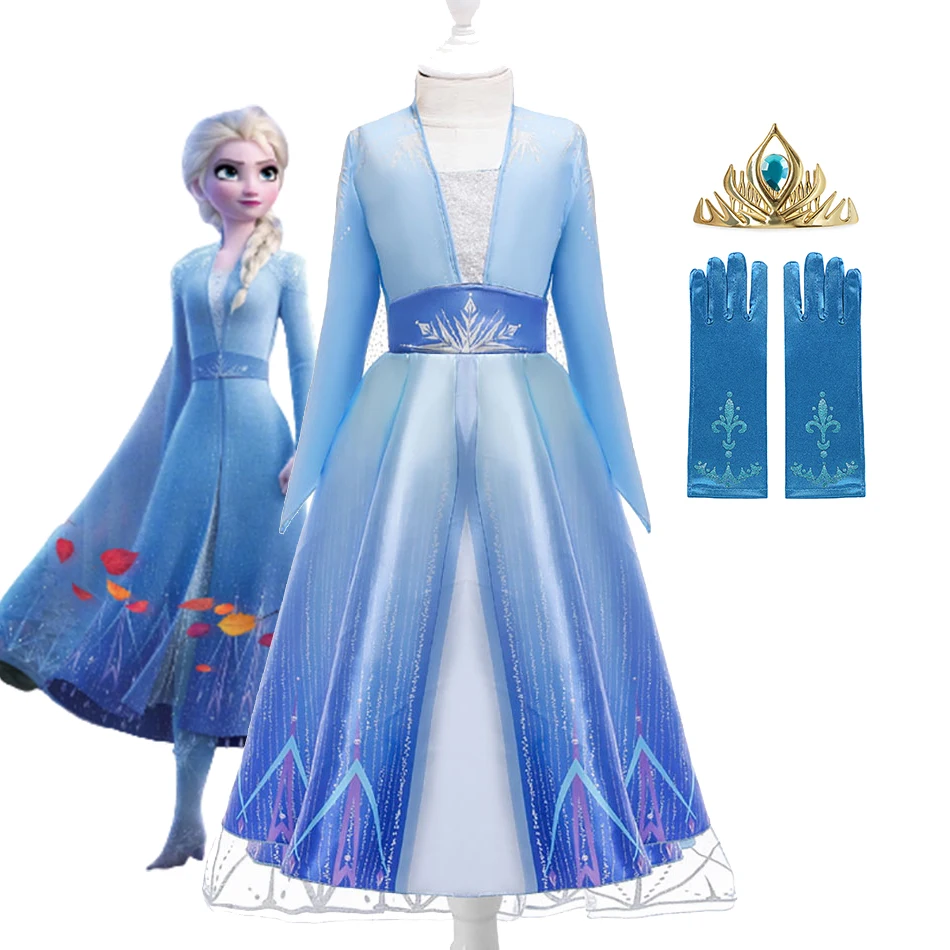 Disney Frozen Girls Dress Elsa 2 Cosplay Costume Kids Fancy Children Gowns Princess Vestidos Infantil Snow Queen