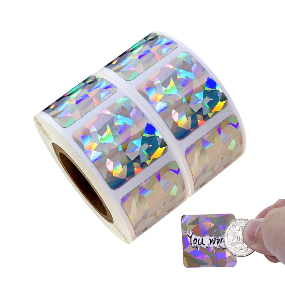 Pegatinas de rascador l&aacute;ser de 1 pulgada para ni&ntilde;os, pegatinas de Color met&aacute;lico y plateado, para juegos en promoci&oacute;n, 300 Uds.-0