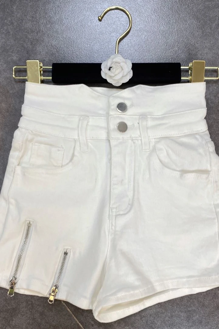 

2021 Summer Denim Shorts Double Zipper Decoration 2 Button Up High Waist Thin Leg Deep Fried Street Denim Shorts