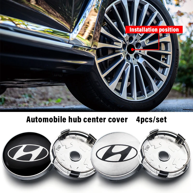 

4pcs Car Badge Wheel Center Hub Caps Sticker Auto Alloy Tire Hub Cover Accessories For Hyundai Tucson 2016 I30 Ix35 I40 IX20 I20