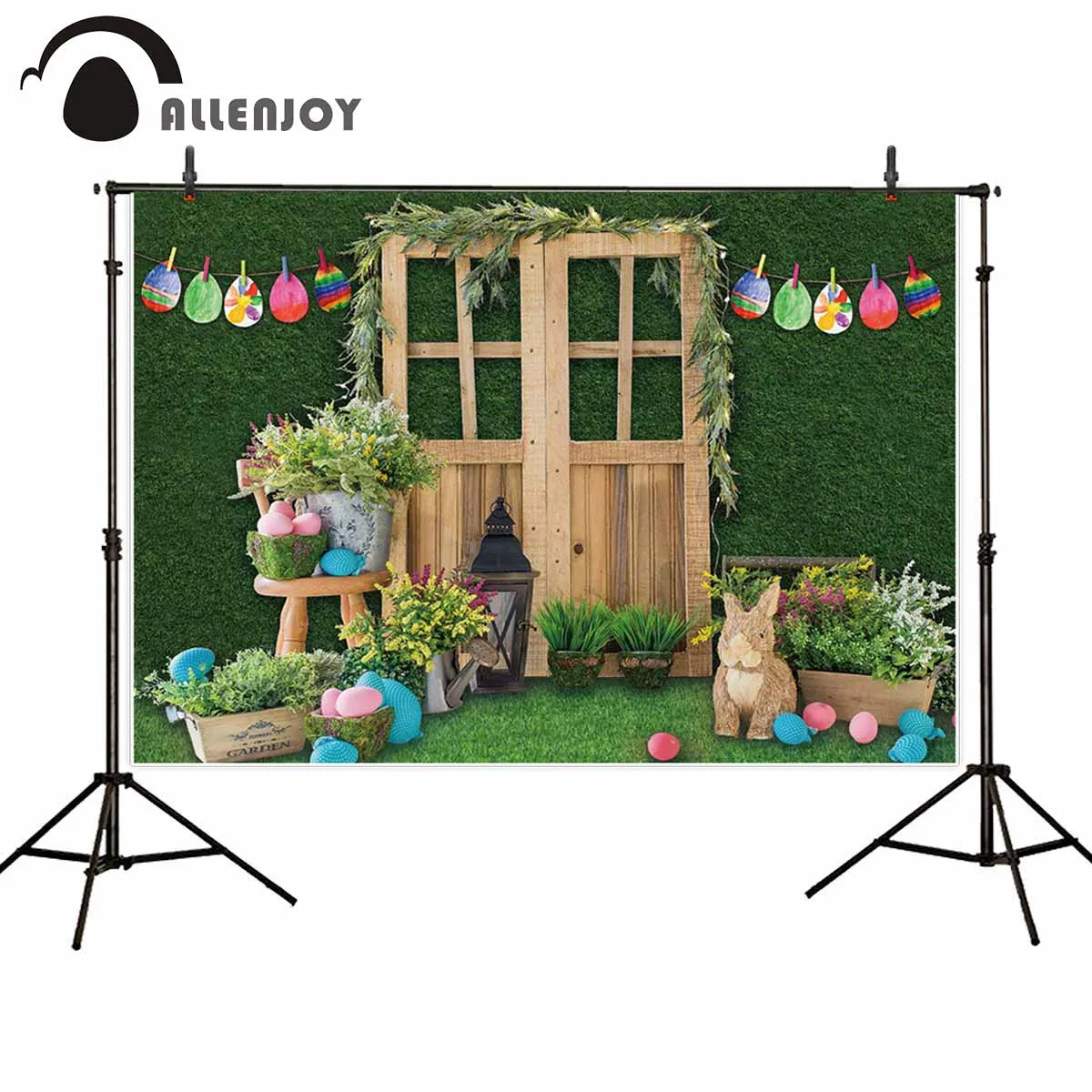 Фотофон allenjoy для фотосъемки детей с пасхальными яйцами кроликом травой весенней