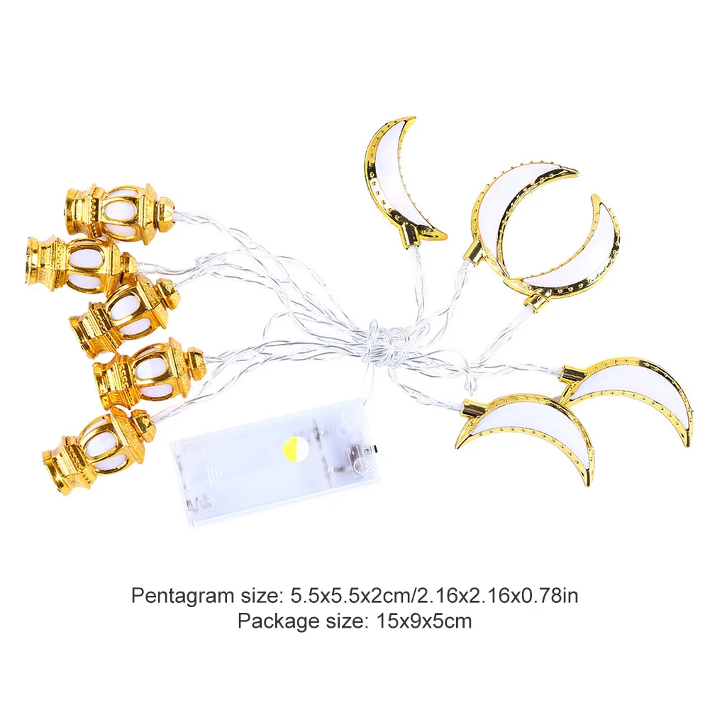 

10 LEDs String Lights Gold Moon Kerosene Lantern Light Pendant Lamps Ramadan Eid Mubarak Ornament Islamic Muslim Festival Decor