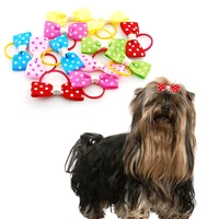 24 pieceslot pet puppy small dog hair flower bows pet hair accessories dog bowknot elastic band decoration poodle
