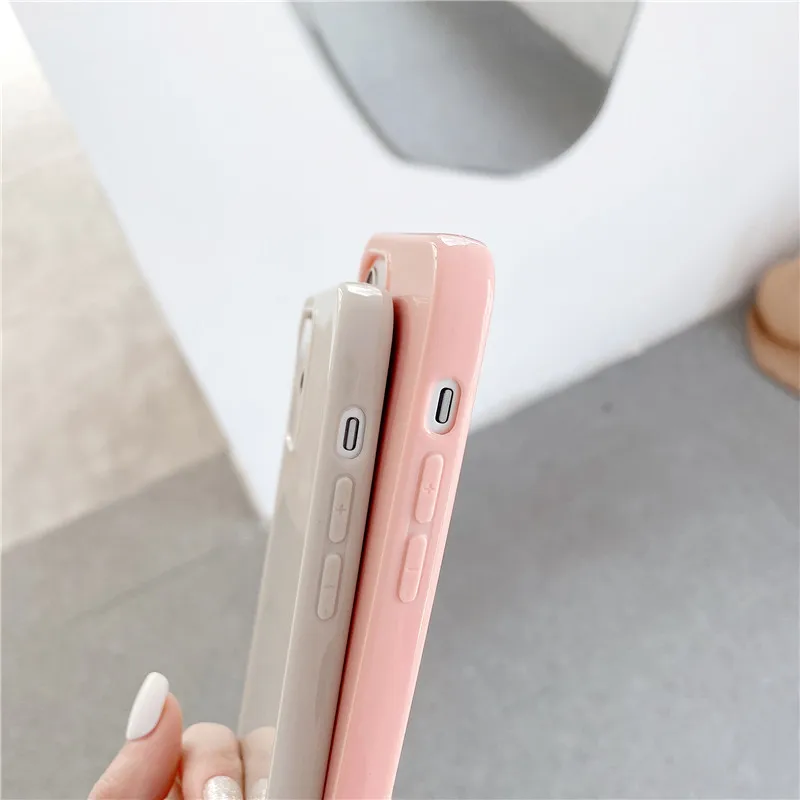 

Candy Color Shockproof Phone Case For iPhone 12 12Pro Max 11Pro Glossy Solid Color Soft Back Cover For iPhone 11 11Pro Max XR X
