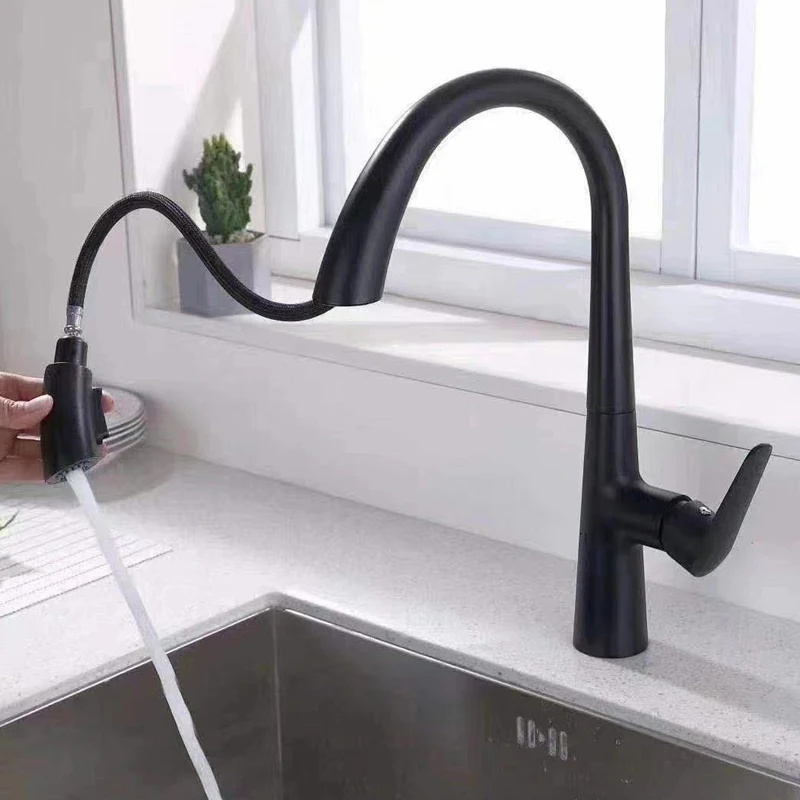 

360 Rotation Kitchen Faucet Single Handle Pull Down Kitchen Tap Single Hole Brushed Nickle Faucets Water Mixer Draw Tap Supplies