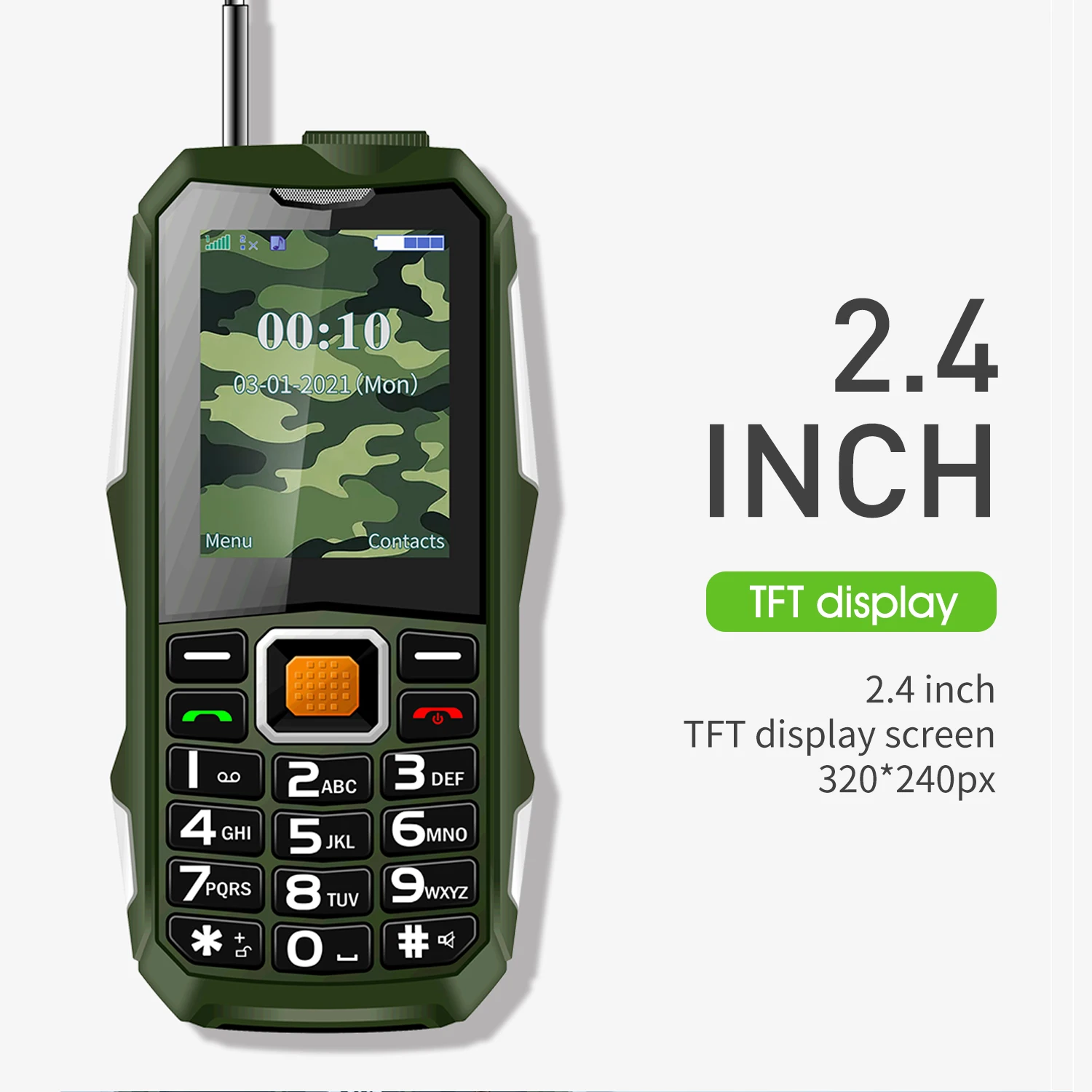 uniwa atv02 feature phone 3 5 earphone jack mp3 music player push button loud cellphone with flashlight support analog tv free global shipping