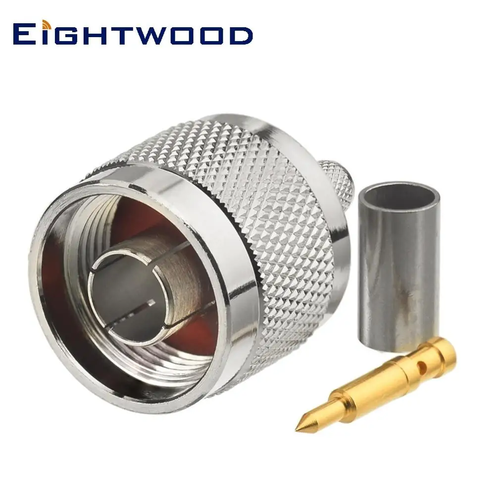 Eightwood 10 шт. N-образный штекер RF коаксиальный соединитель Адаптер прямой обжимной