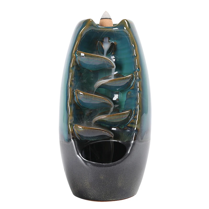 

Incense Holder Ceramic Backflow Waterfall Smoke Incense Burner Home Decor With 80 Backflow Cones 30 Joss Stick 1 Plate Encensoir